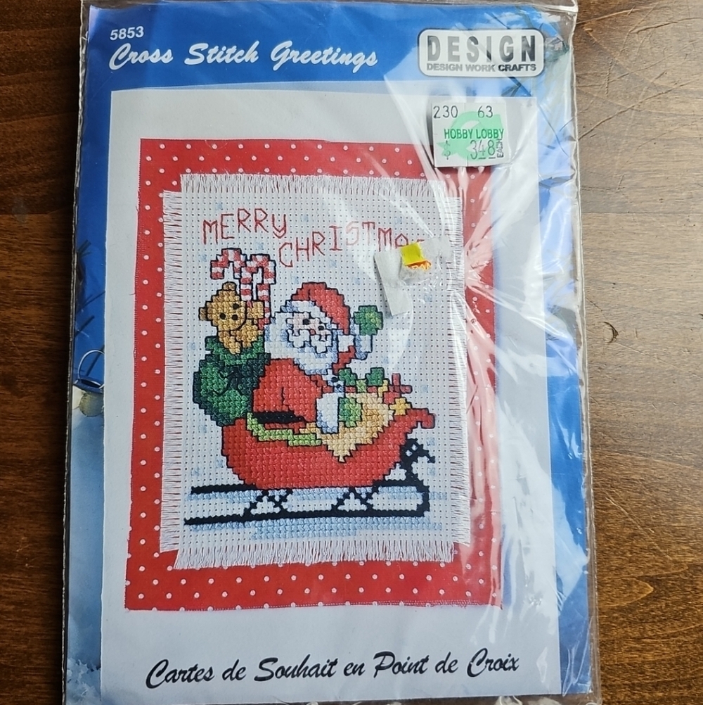 Design Works Crafts Cross Stitch Greetings Card & Envelope 5853 Santa In Sleigh